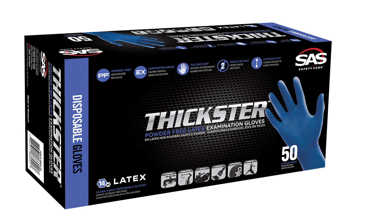 Amazon.com: SAS Safety 6605-20 Thickness Powder-Free Exam Gloves